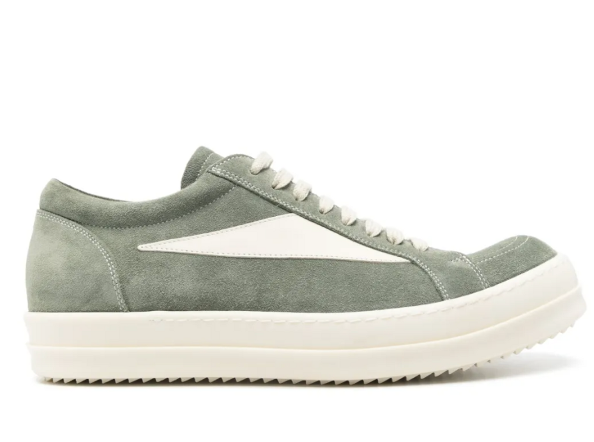 Rick Owens Vintage Sneaks Low Suede Sneakers In Green