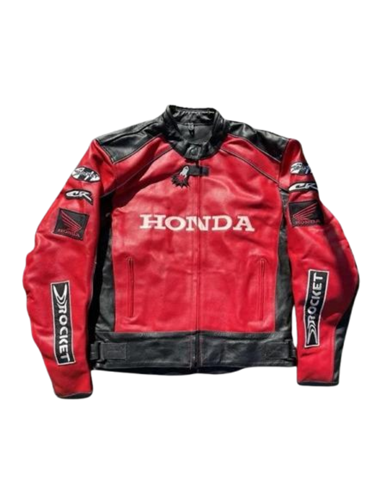 Vintage × Honda Racing Red Rocket Motorcycle CE Armored Cowhide Leather Biker Jacket