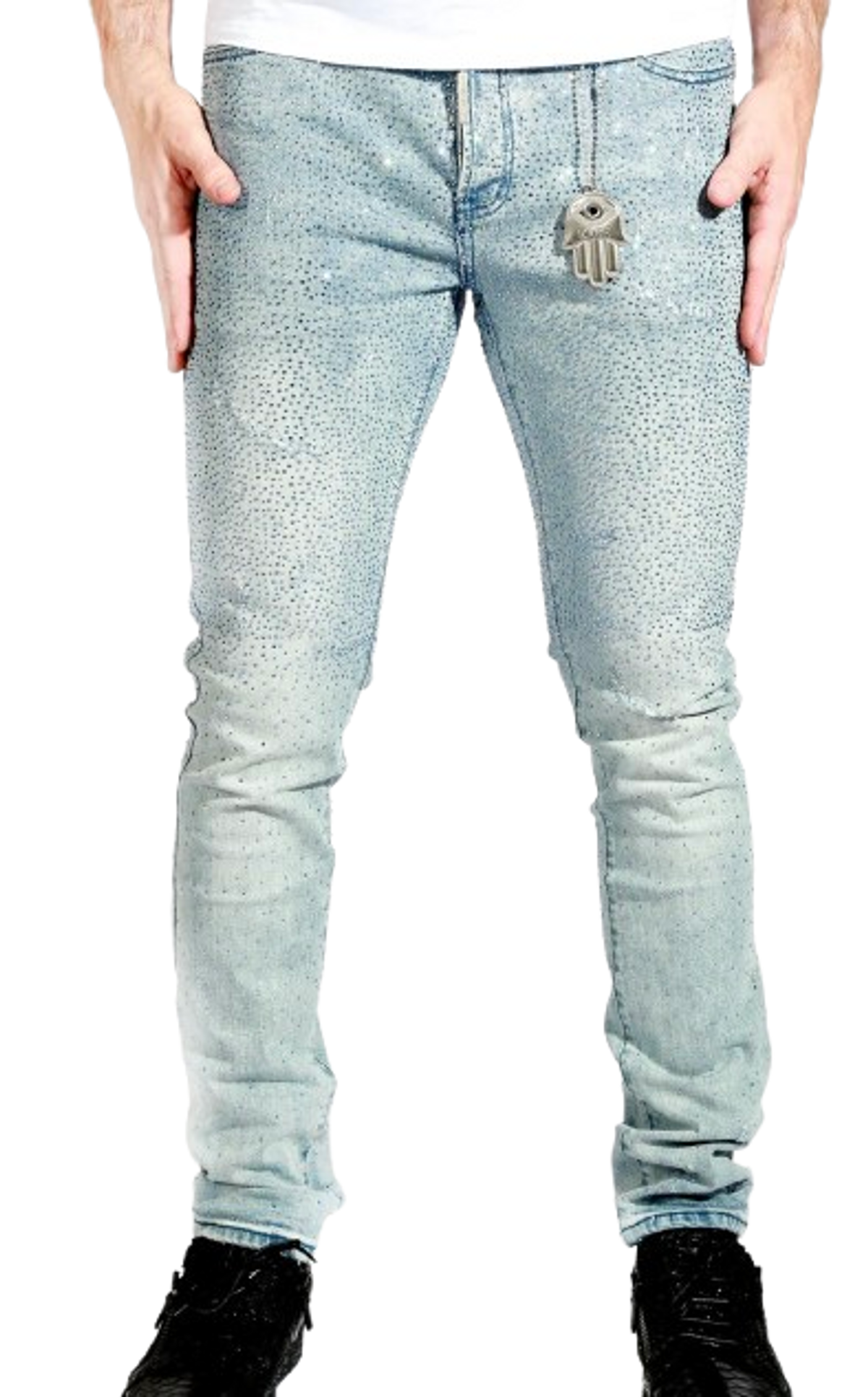 Kash Paris Slim Fit Blue Denim W/Blue Crystals