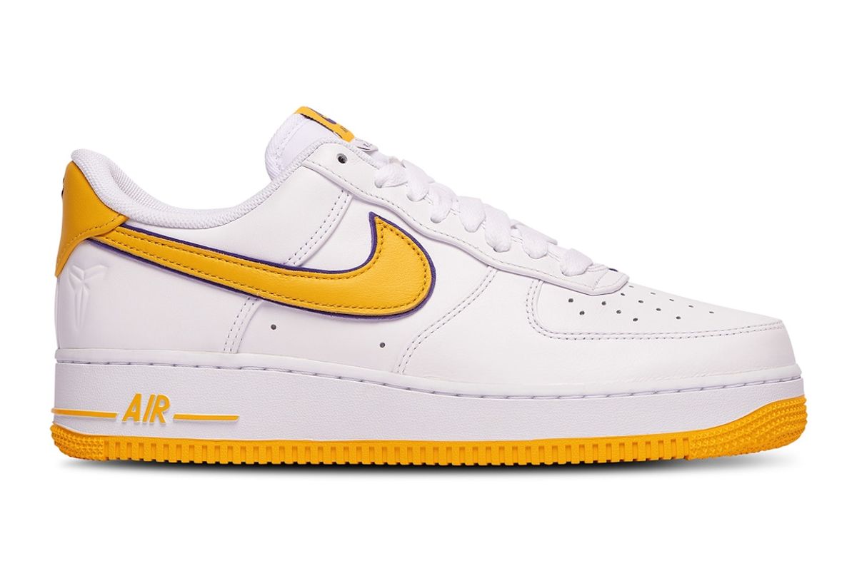 Nike × Kobe Bryant Merch Air Force 1 Low Lakers Home In White Sneakers