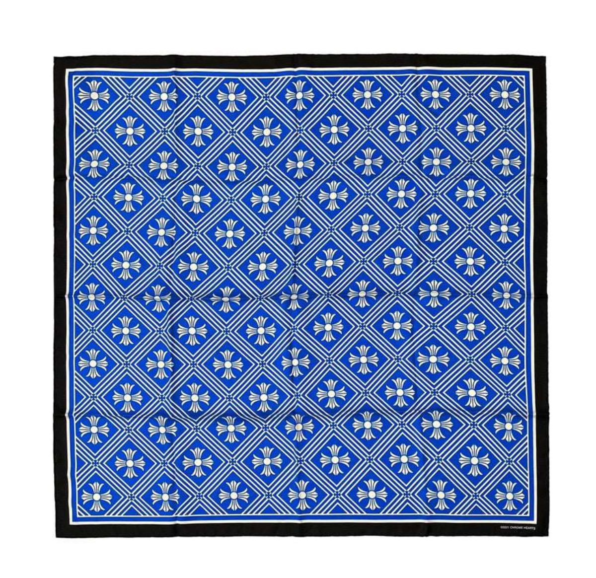 Chrome Hearts Blue Cross Silk Scarf