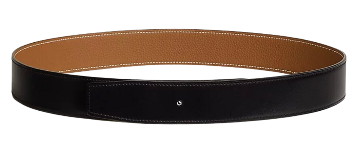 Hermes Reversible leather strap 38 mm Black