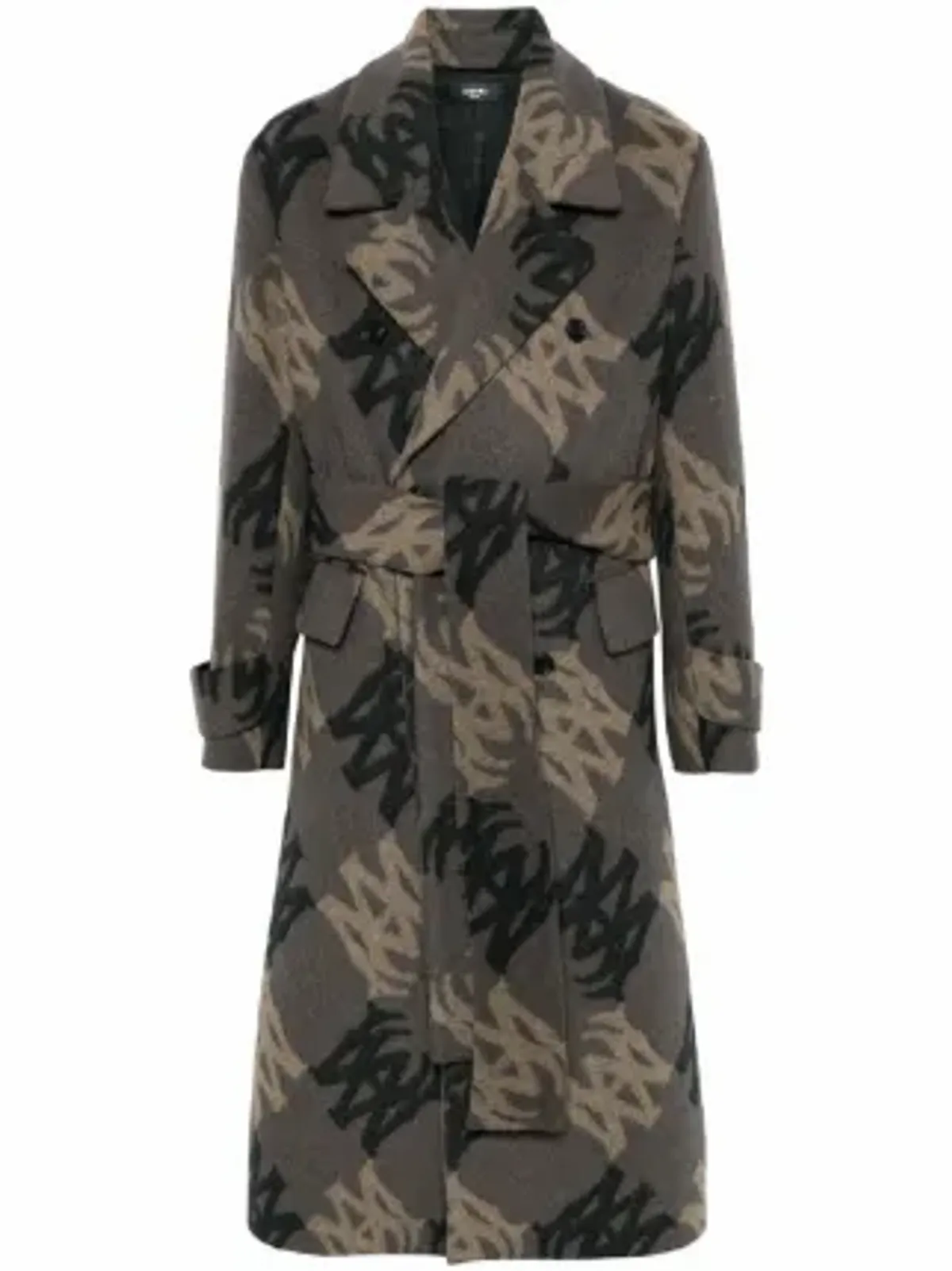 Amiri Brown MA Quad Brushed Double-Breasted Coat
