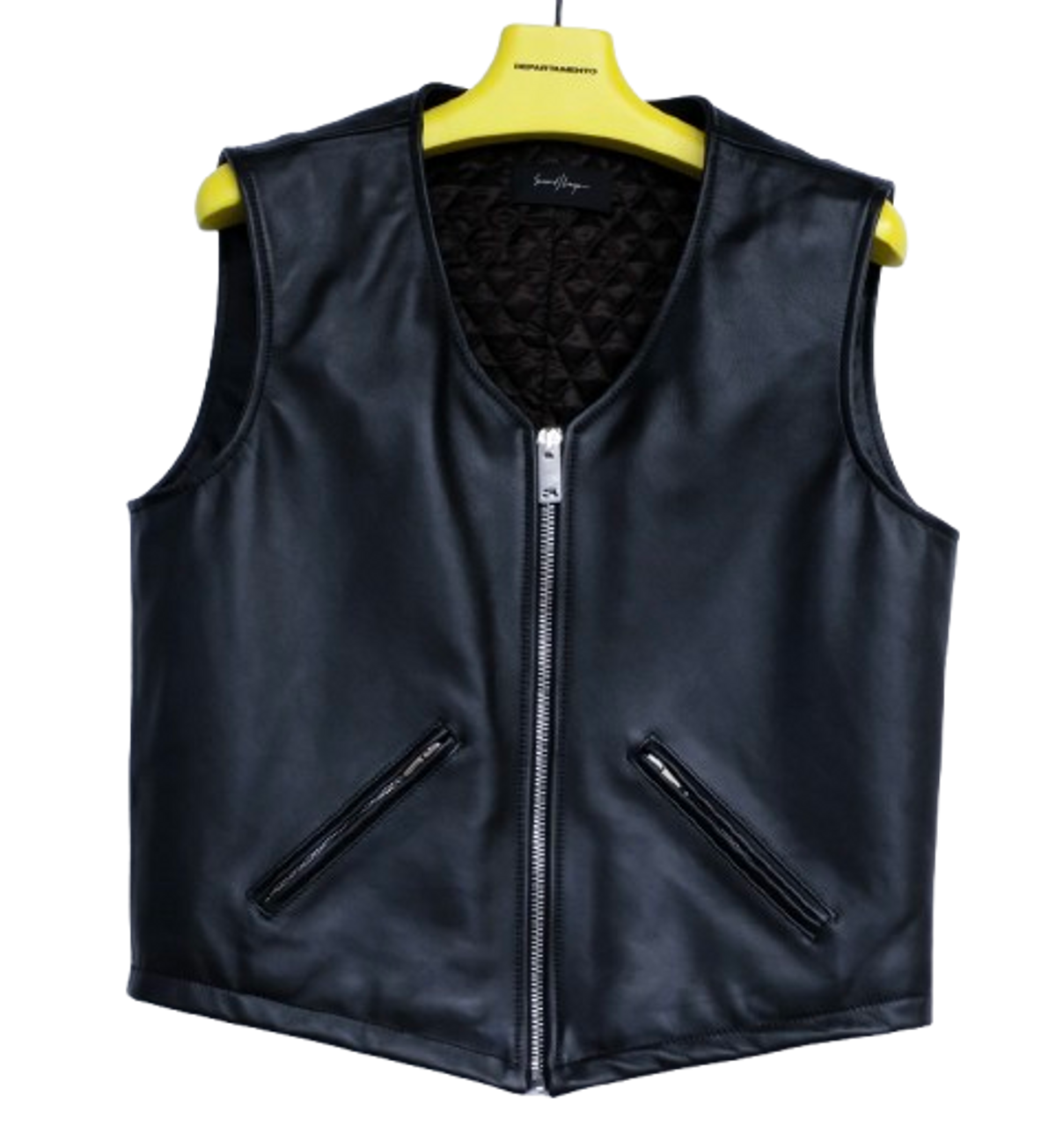 Second/Layer Black Leather The Roller Insulated Vest