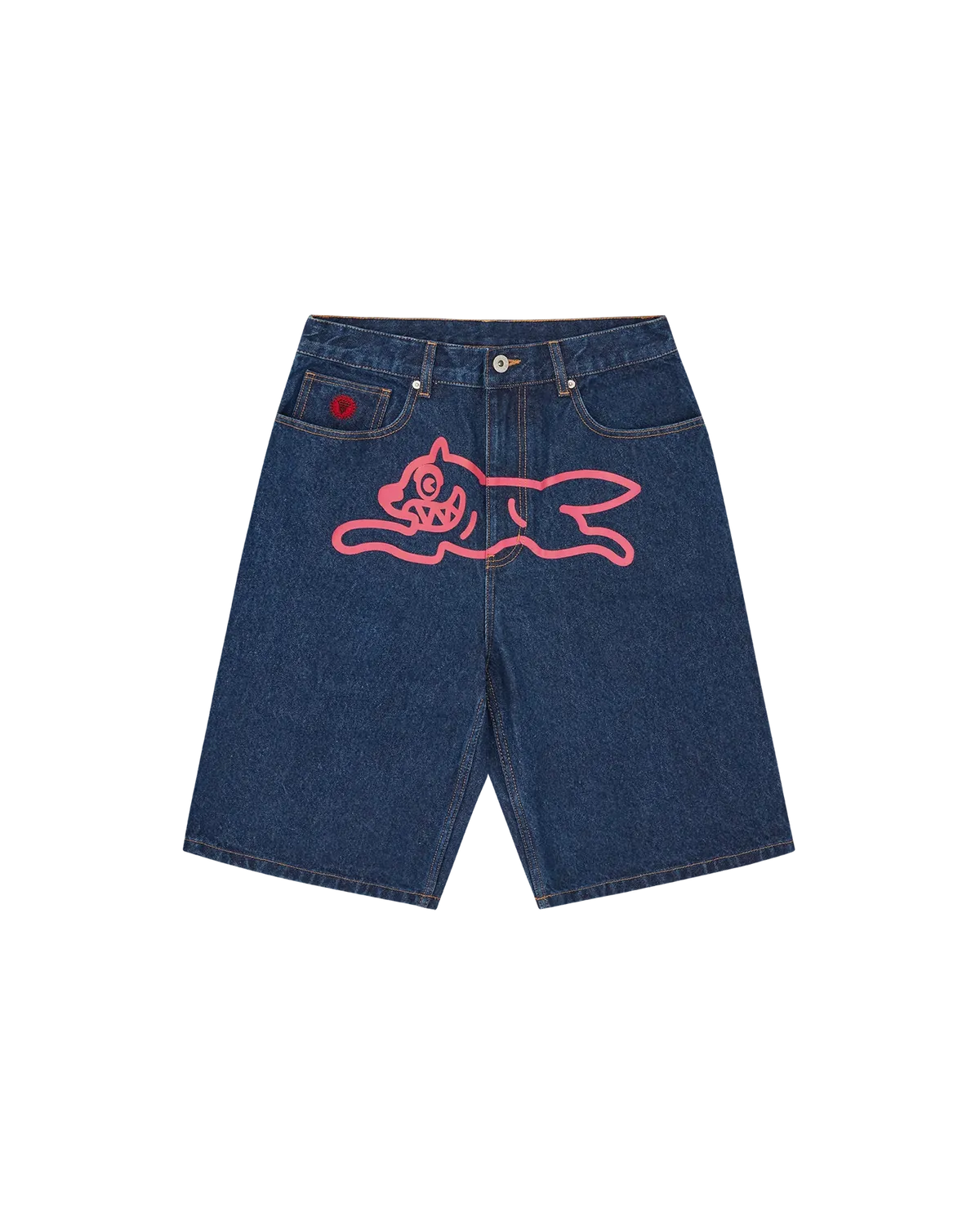 IceCream Running Dog Denim Shorts In Pink | WHAT'S ON THE STAR?
