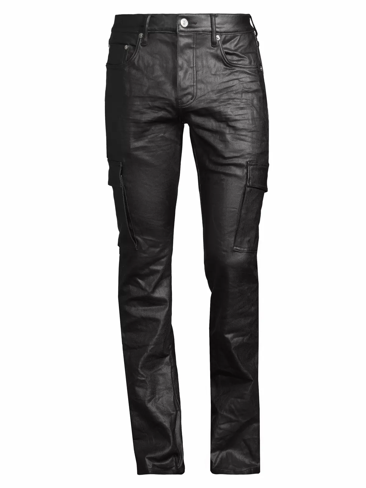 Purple Brand Coated Flared Stretch Cargo Pants