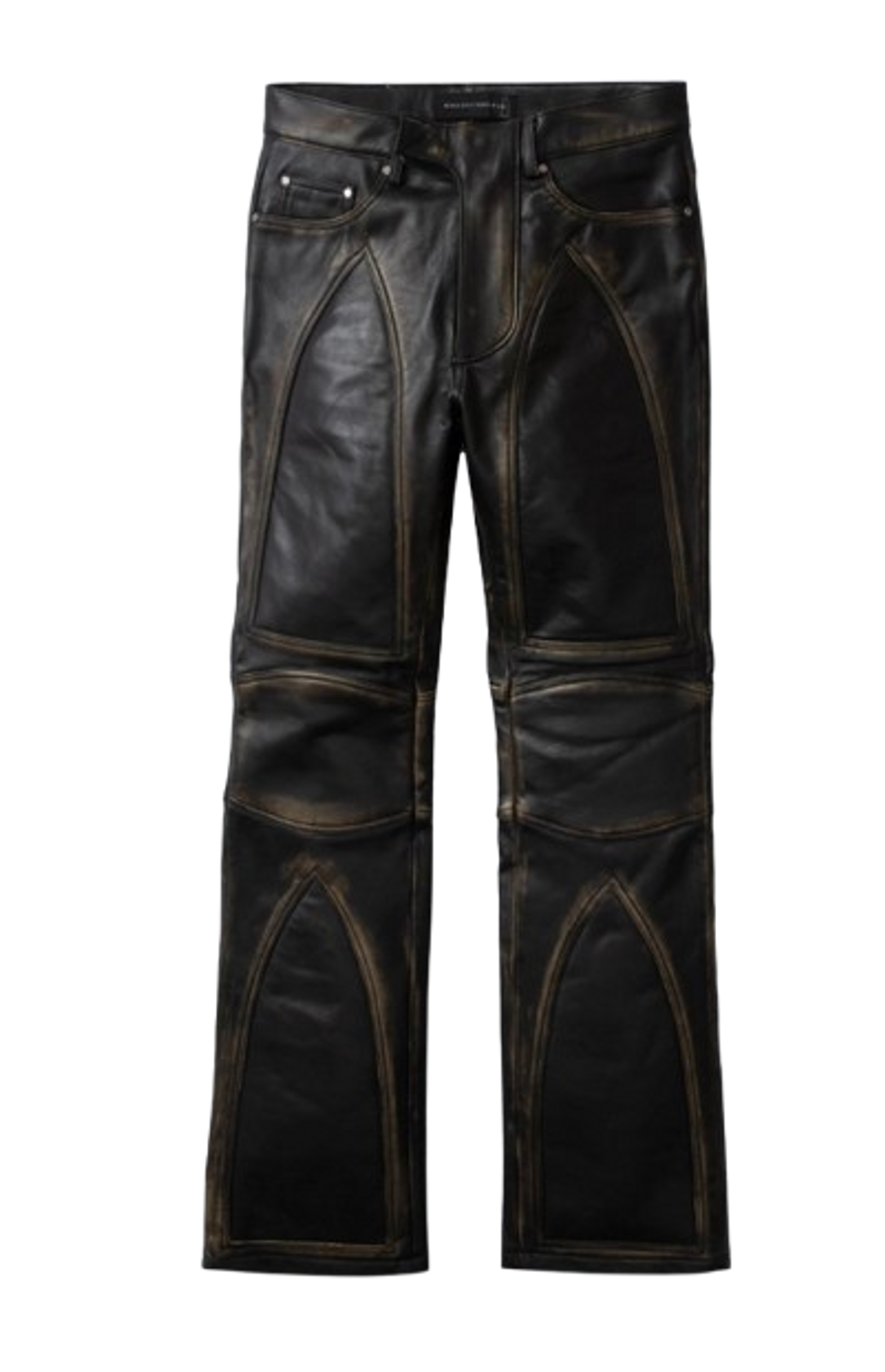 Who Decides War Black Rub Off Moto Leather Pants