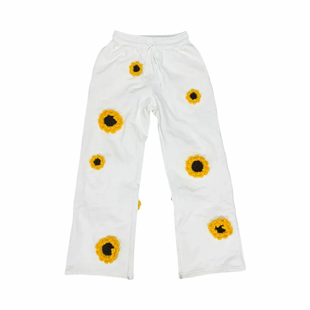 Arkyve Sunflower Patch Crochet Sweatpants