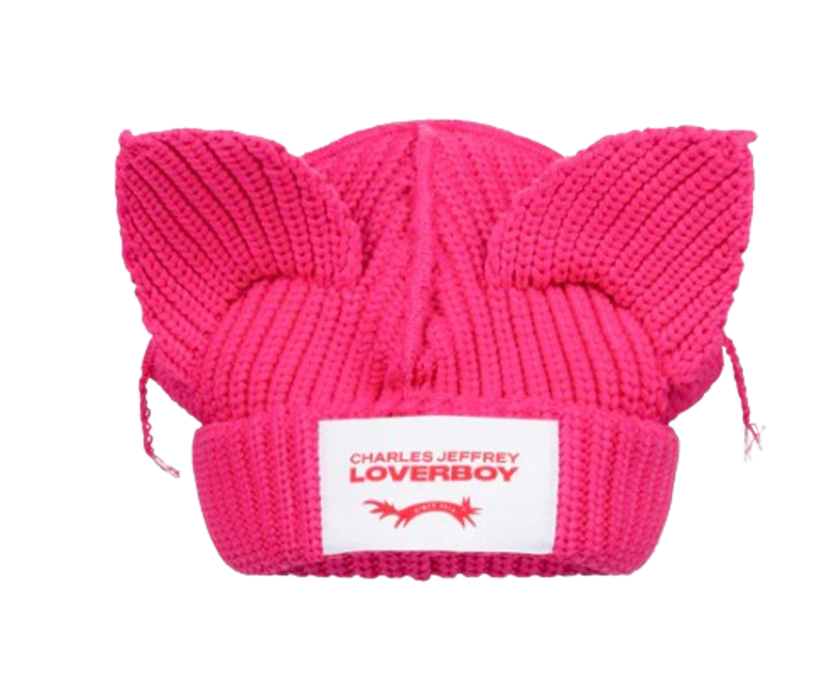 Loverboy by Charles Jeffrey Ears Beanie in Pink