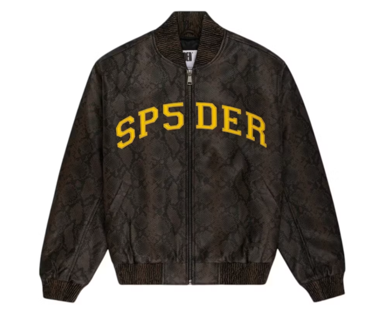 Spider Worldwide Leather Logo Bomber Jacket In Yellow