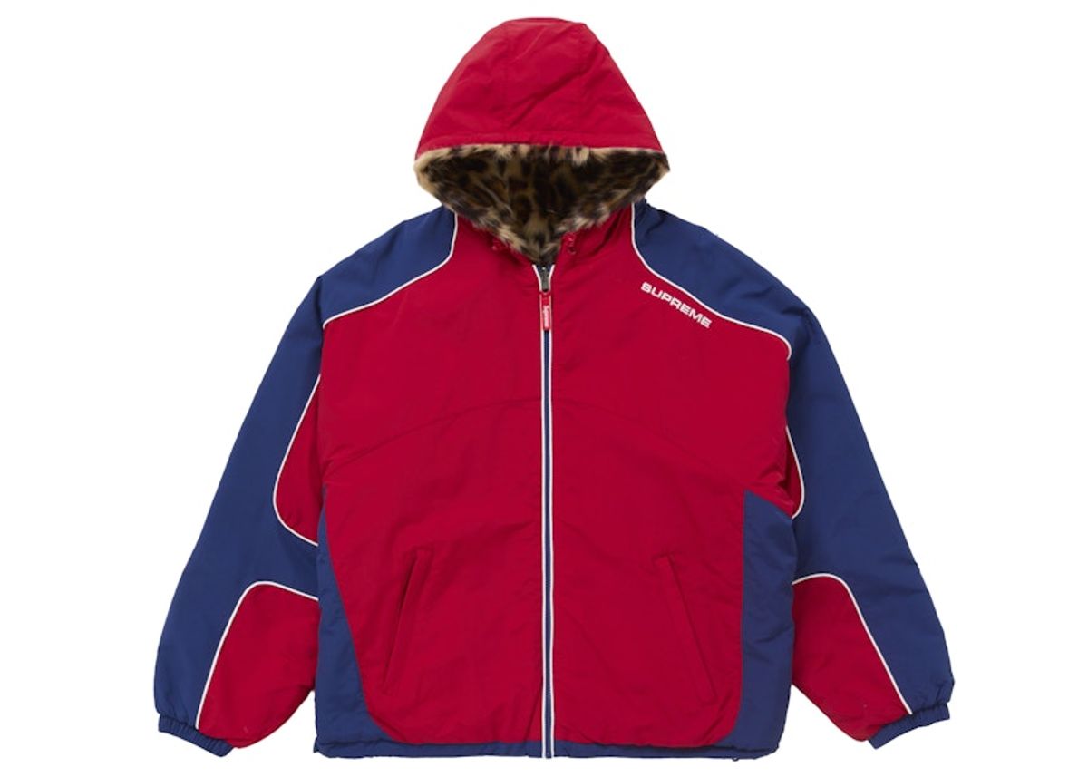 Supreme Faux Fur Reversible Hooded Track Jacket In Red