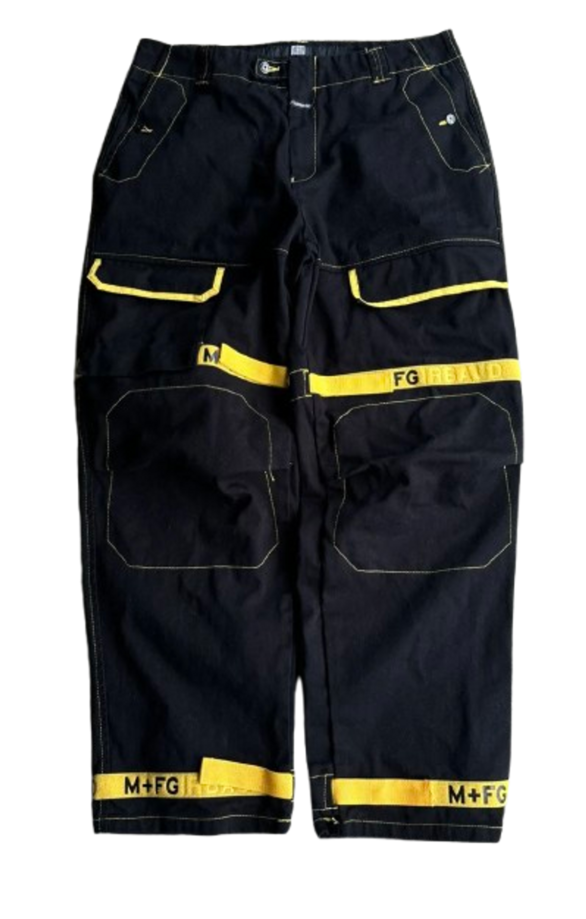 Marithe + Francois Girbaud Black Yellow Cargo Pants