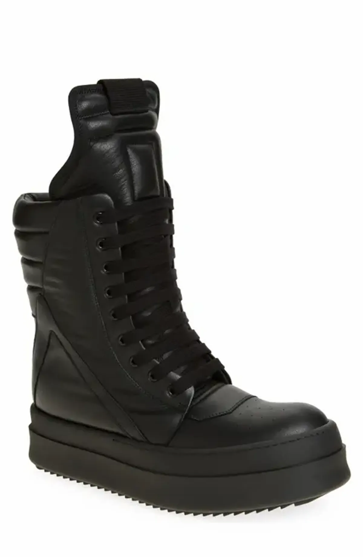 Rick Owens Mega Geobasket Leather High-Top Sneakers
