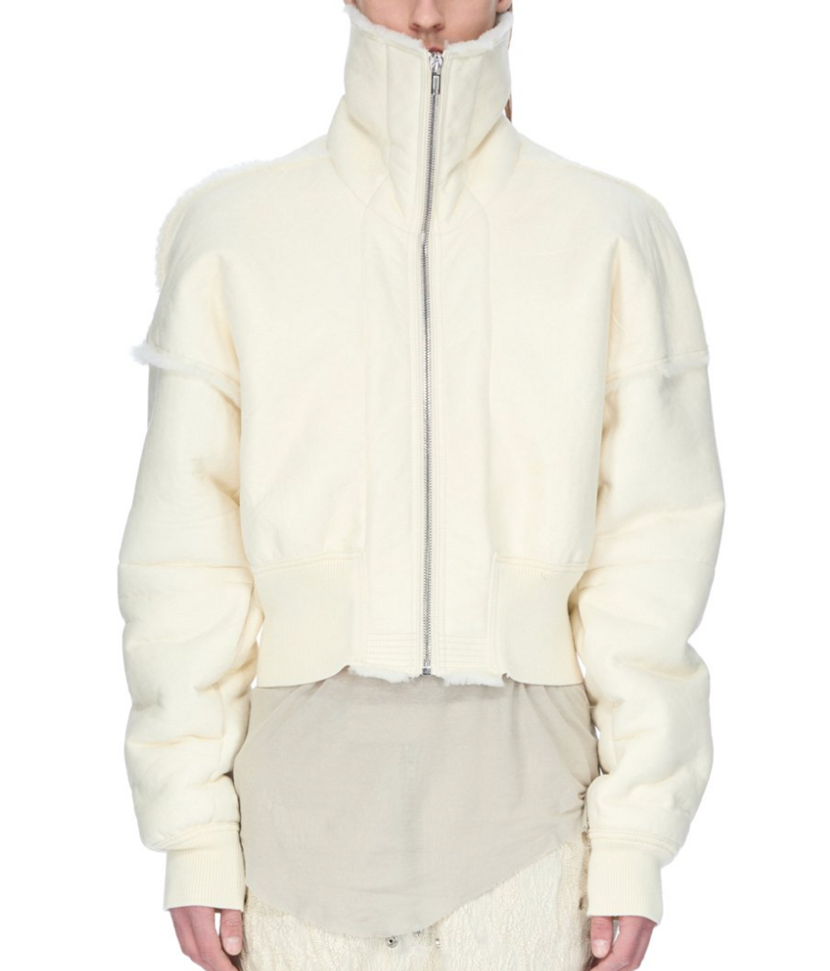 Rick Owens FW25 Flight Concordians Cropped White Jacket