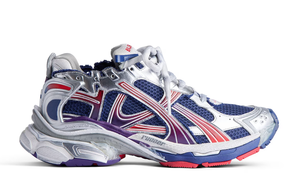 Balenciaga Runner Gradient Sneaker in navy, red and grey mesh, polyurethane and polyester