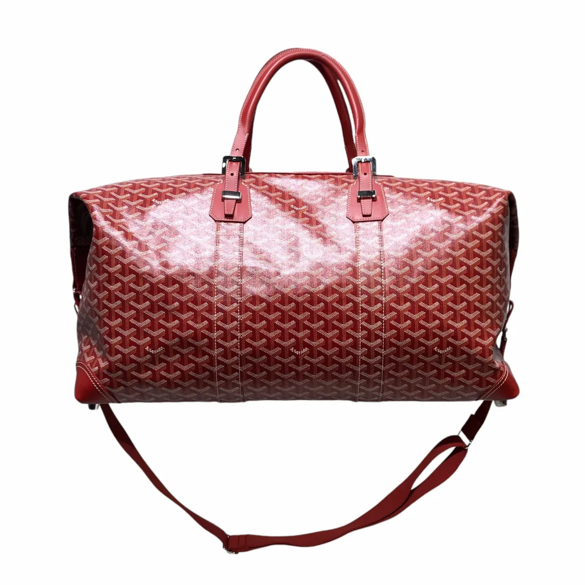 Goyard Boeing 55 Goyardine Red Keepall Travel Duffle Bag