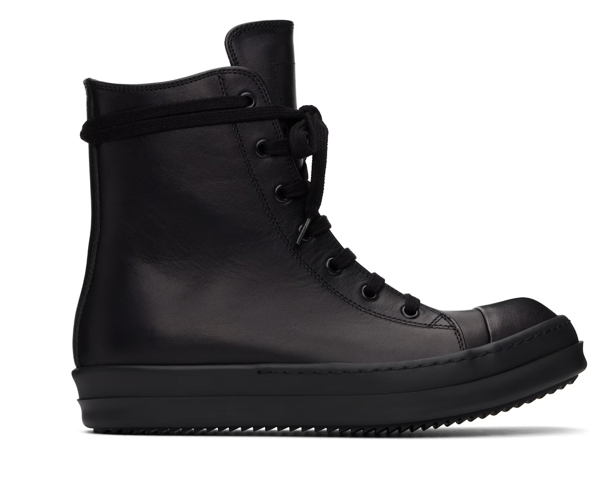 Rick Owens Black Hollywood Leather Sneakers
