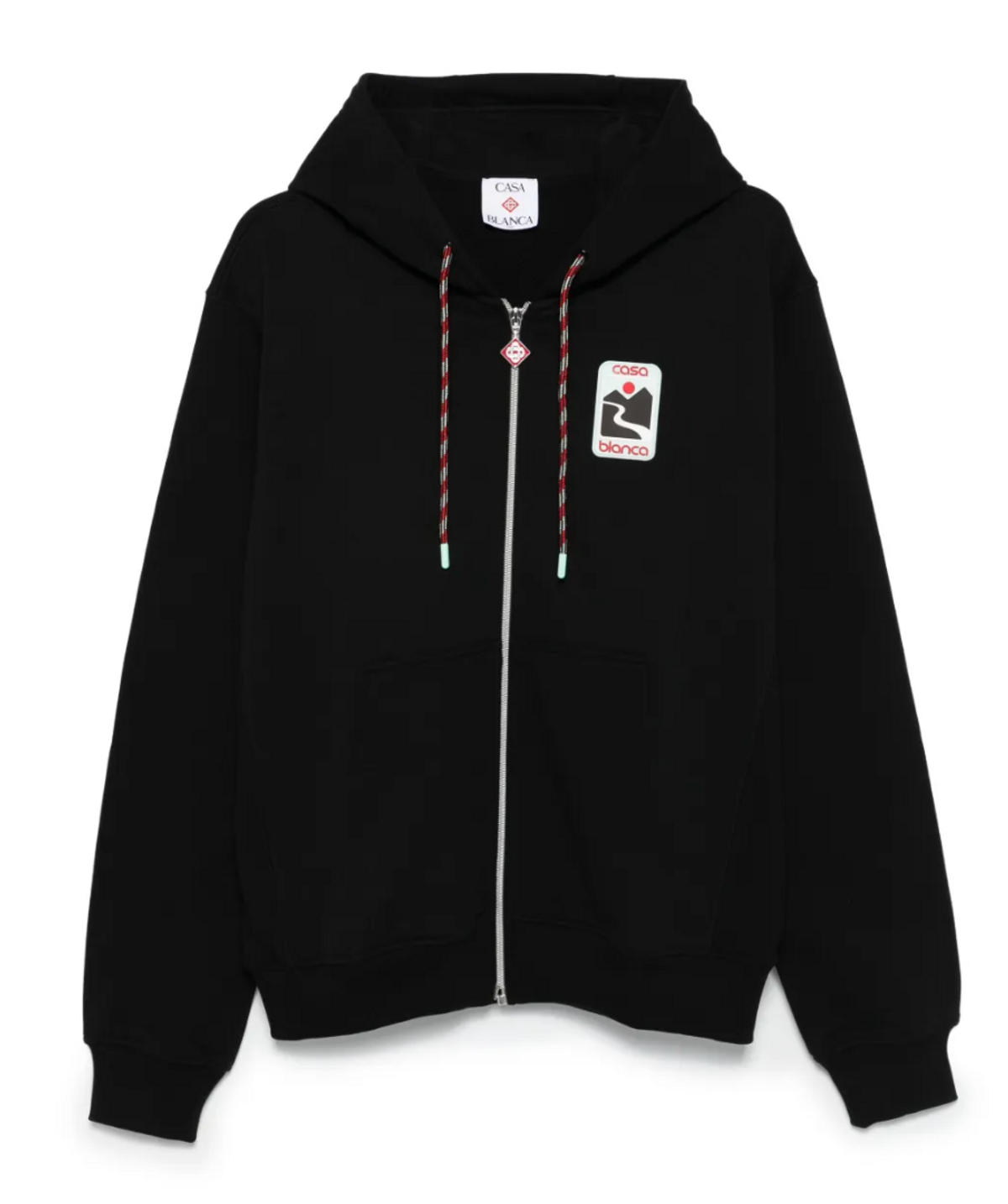 Casablanca logo-patch zip-up hoodie