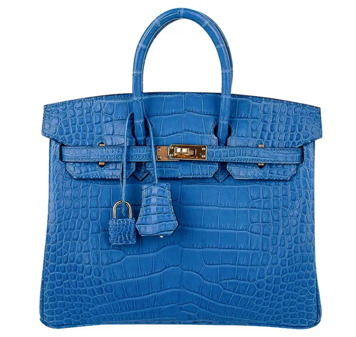Hermes Birkin 25 Bag Blue Zellige Matte Alligator Gold Hardware