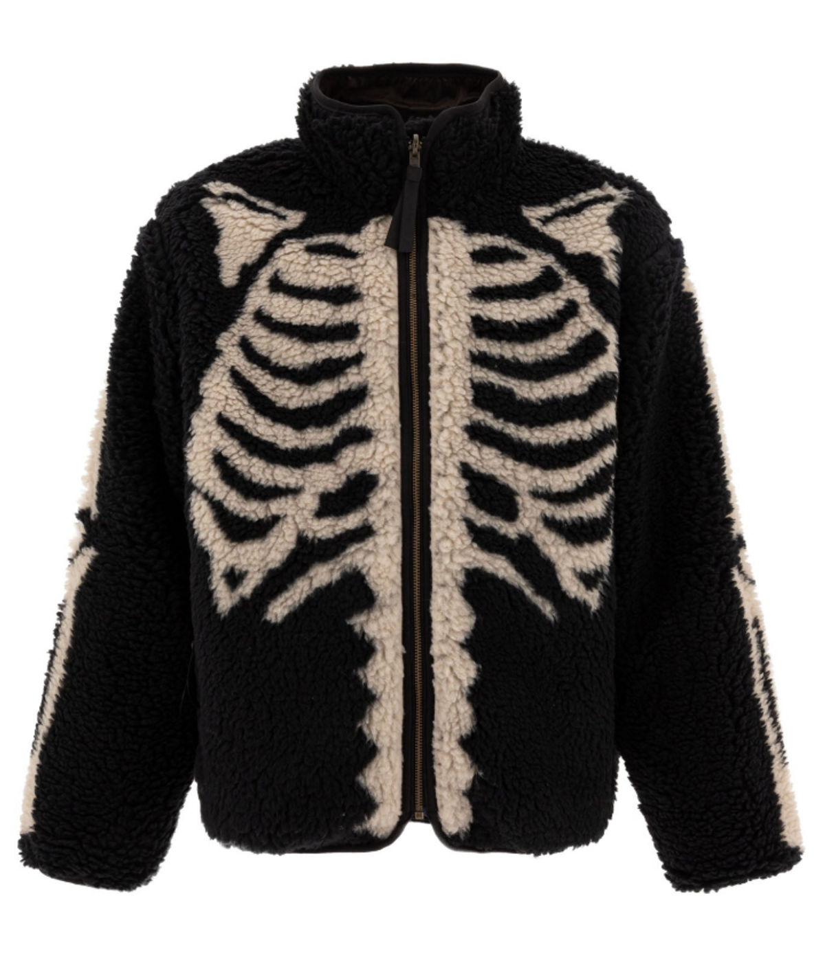 Kapital Bone Boa Reversible Printed Fleece And Nylon Jacket In Black