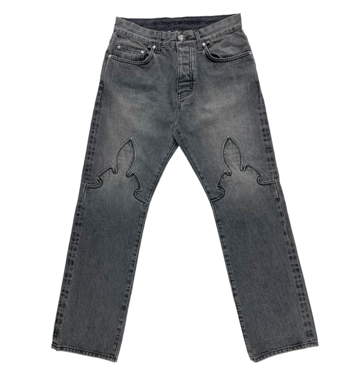 Chrome Hearts Fleur Knee Denim Jeans Boyscout Grey Wash