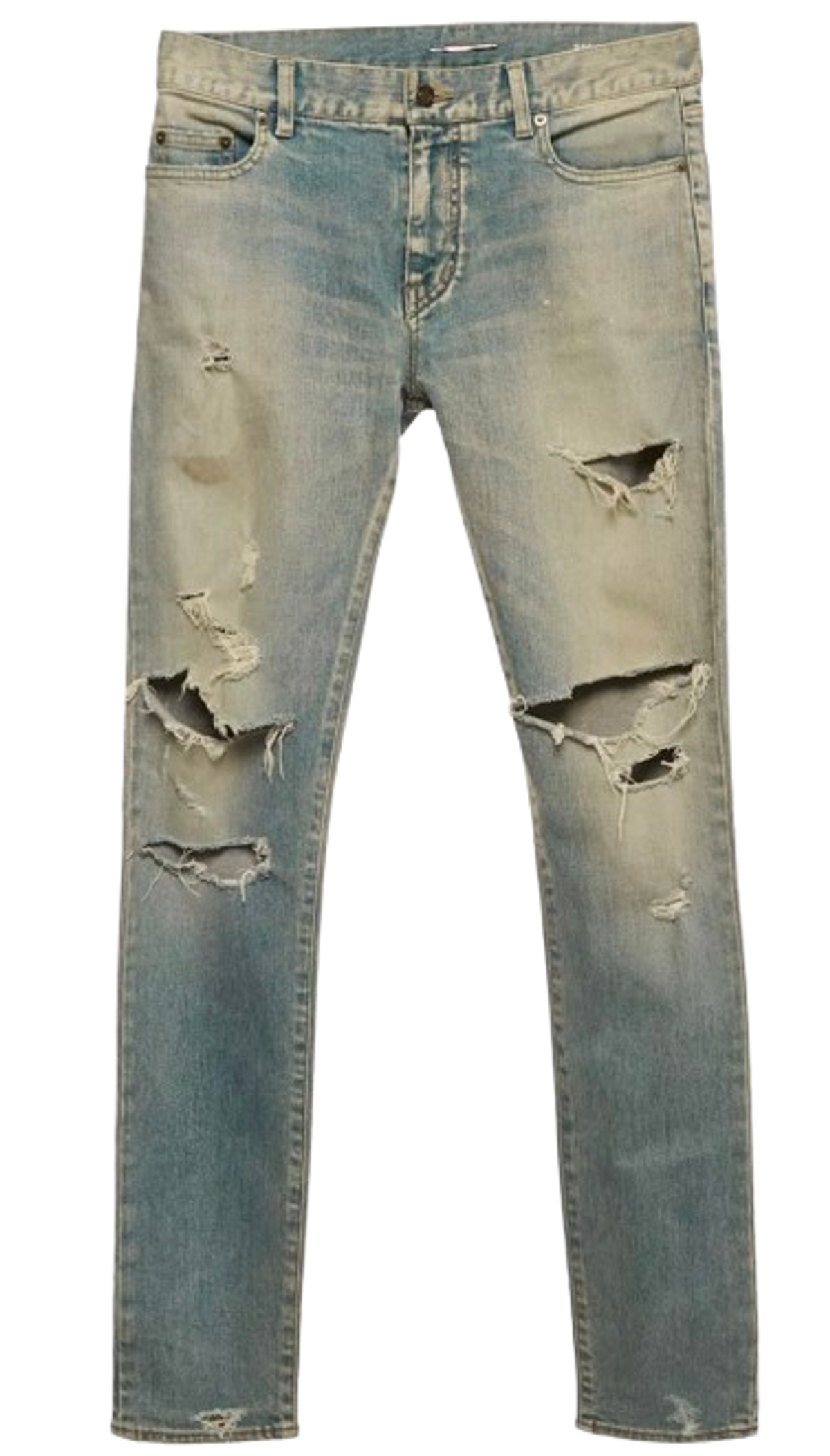Saint Laurent Faded Blue Distressed Denim Skinny Jeans