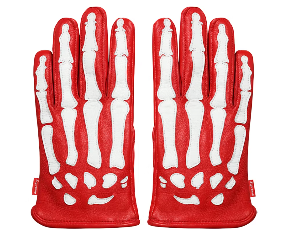 Supreme × Vanson Leathers Leather X-ray Gloves red