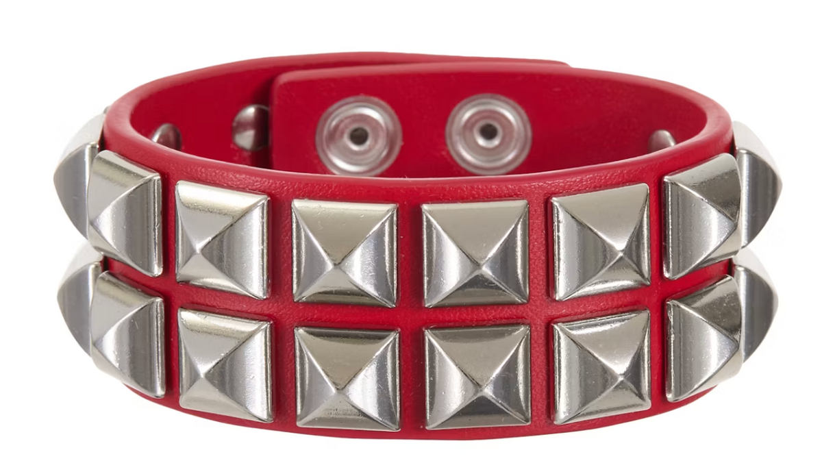 Supreme Studded Leather Bracelet Red