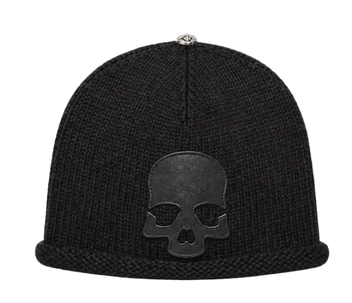 A&G Limited Leather Patch Beanie Skull