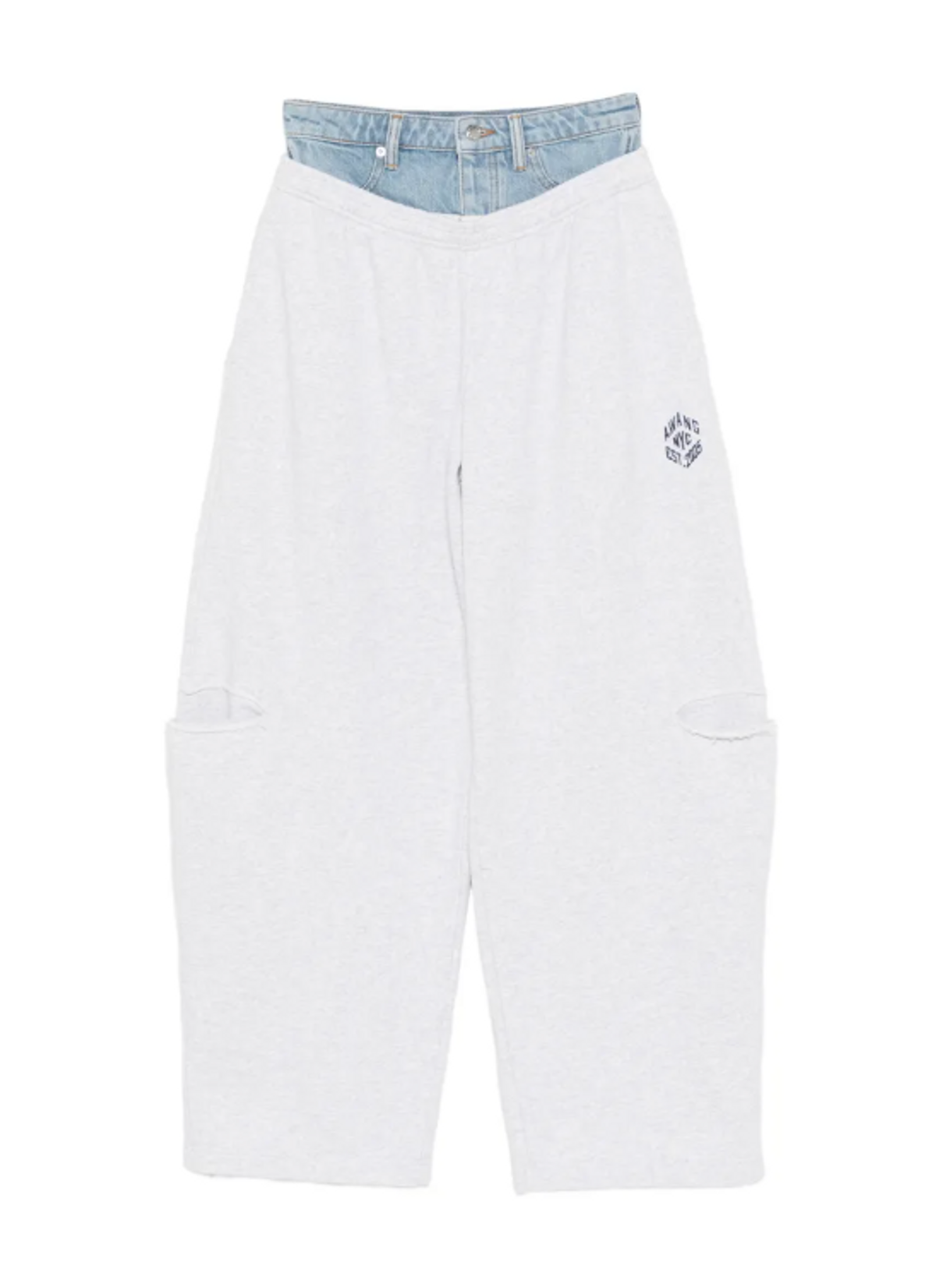 Alexander Wang Denim Waistband Slashed Sweatpants