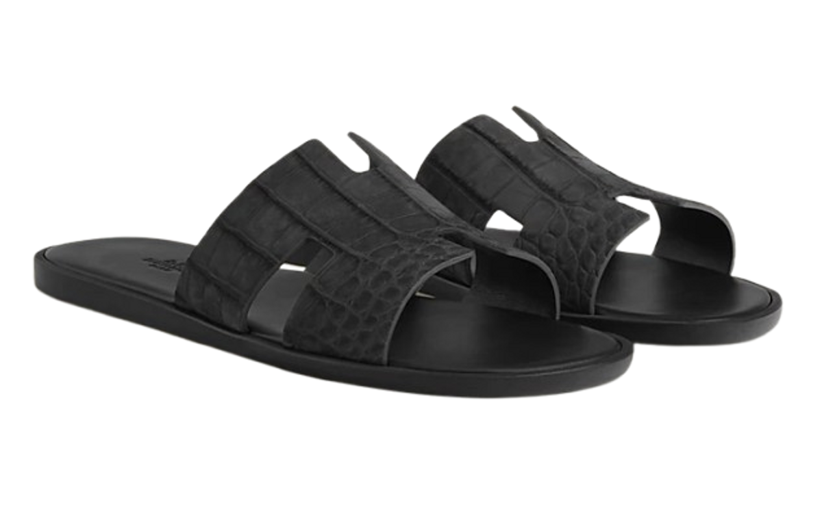 Hermes Izmir Sandals Gris Carbone