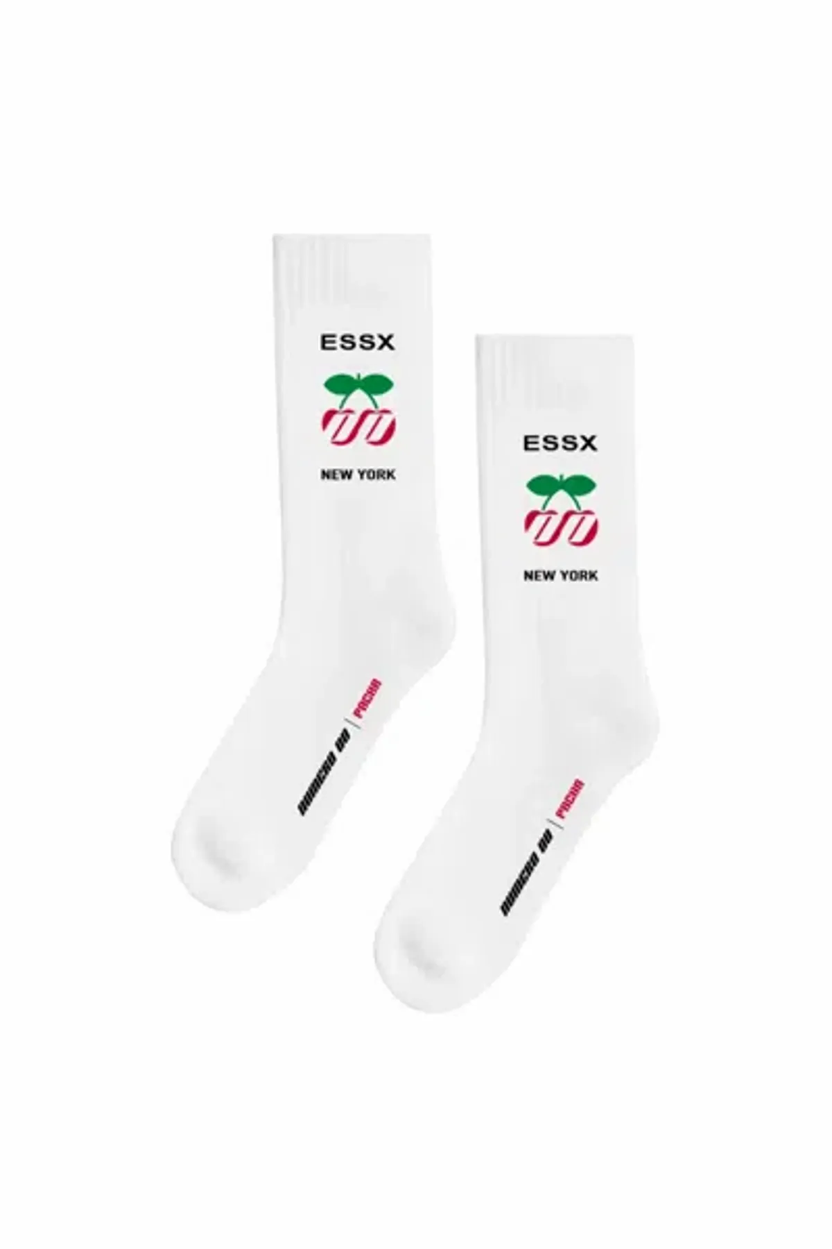 ESSXNYC Merch Cotton Crew Socks With Terry Sole And Ribbed Leg 02 White
