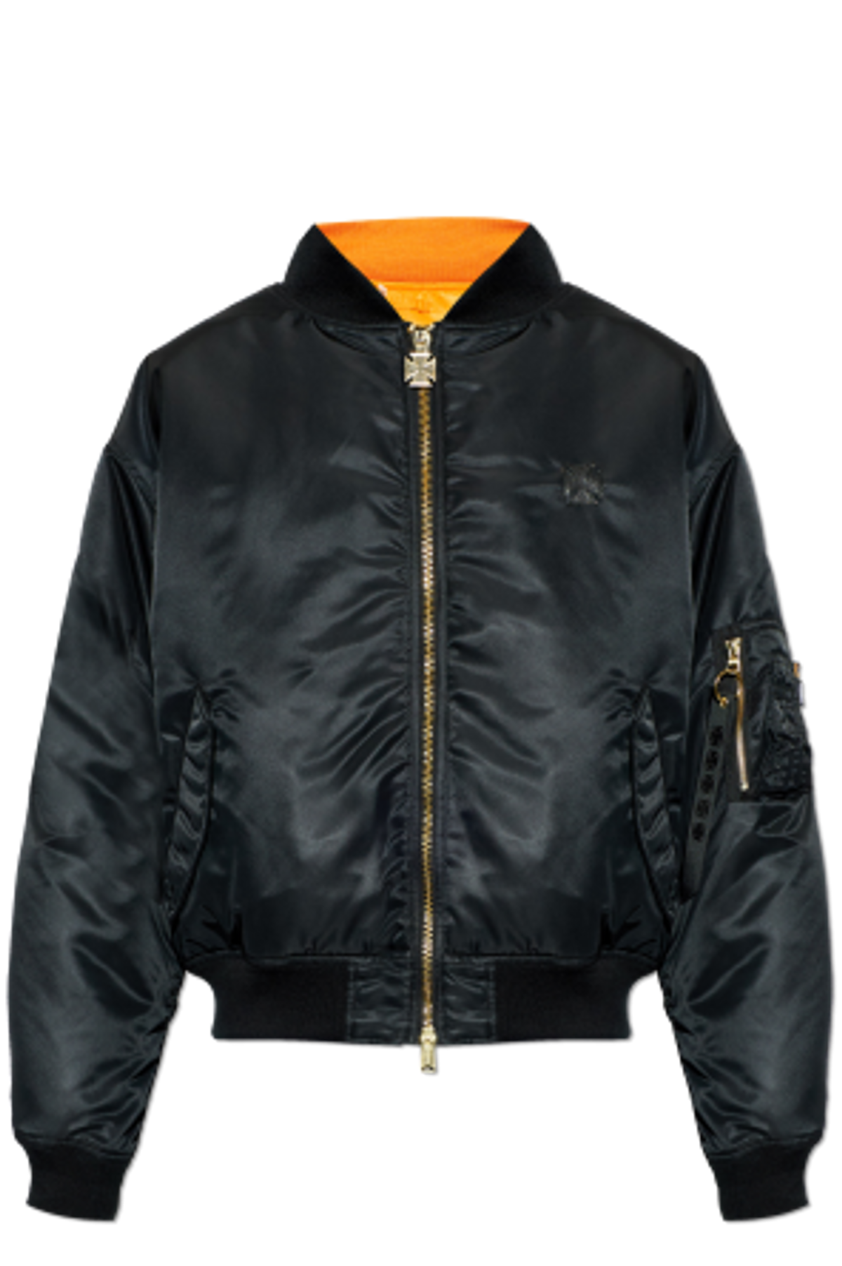 Vetements Black Leather Crosses Bomber Jacket