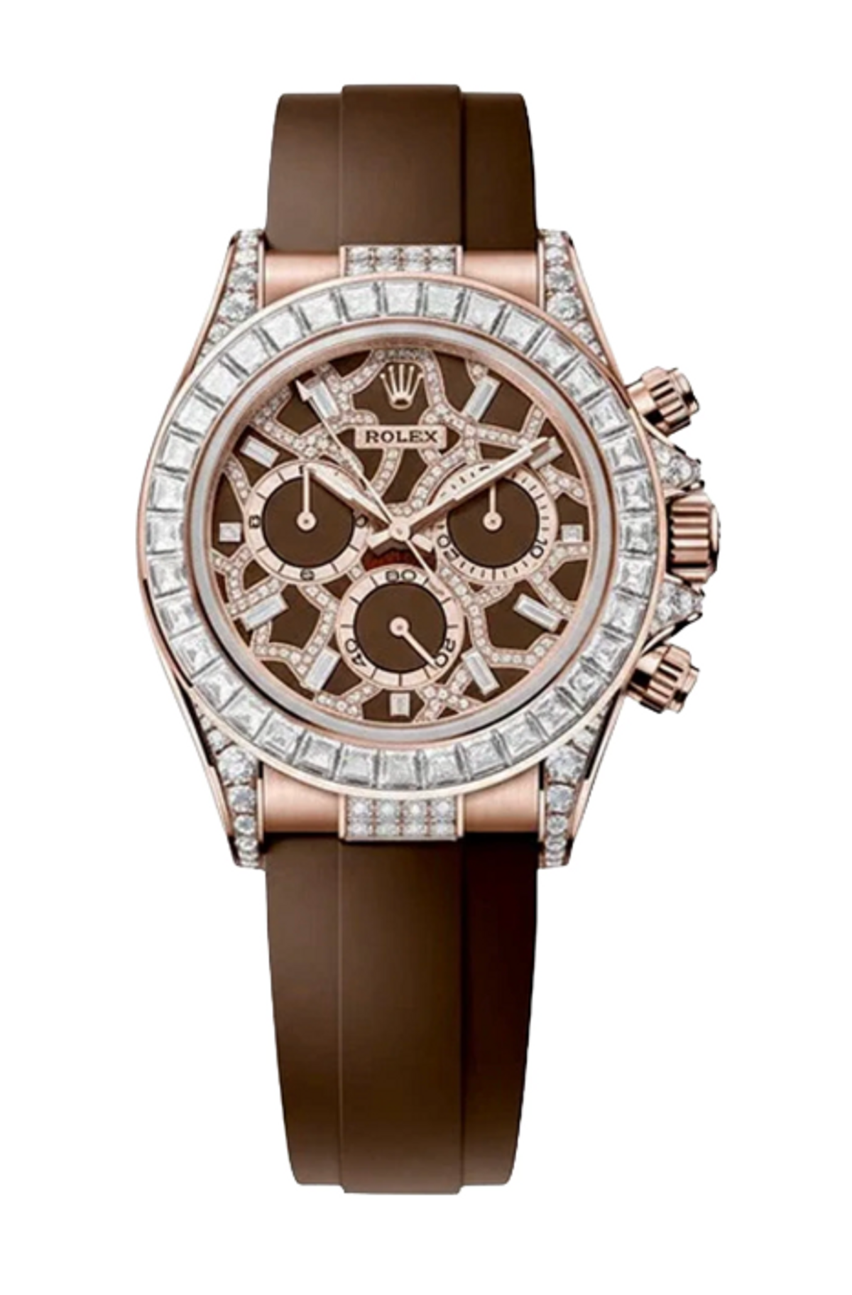 Rolex 18K Rose Gold, Brown Giraffe Diamond Dial Watch