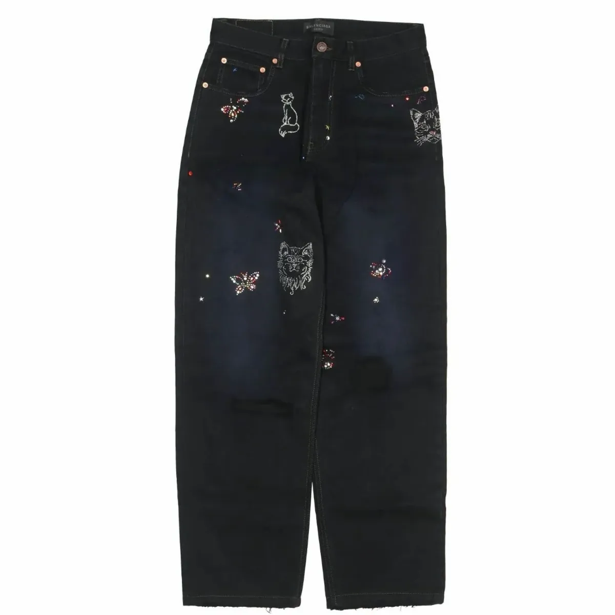 Balenciaga FW23 Rhinestone Scribble Jeans