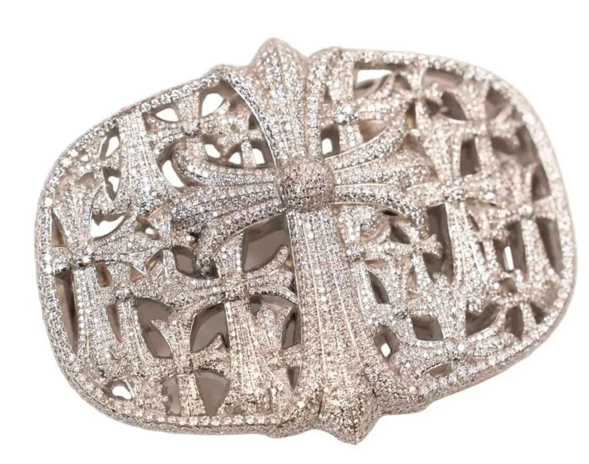 Chrome Hearts × Jewelry Unlimited Iced Out Crosses Belt Buckle