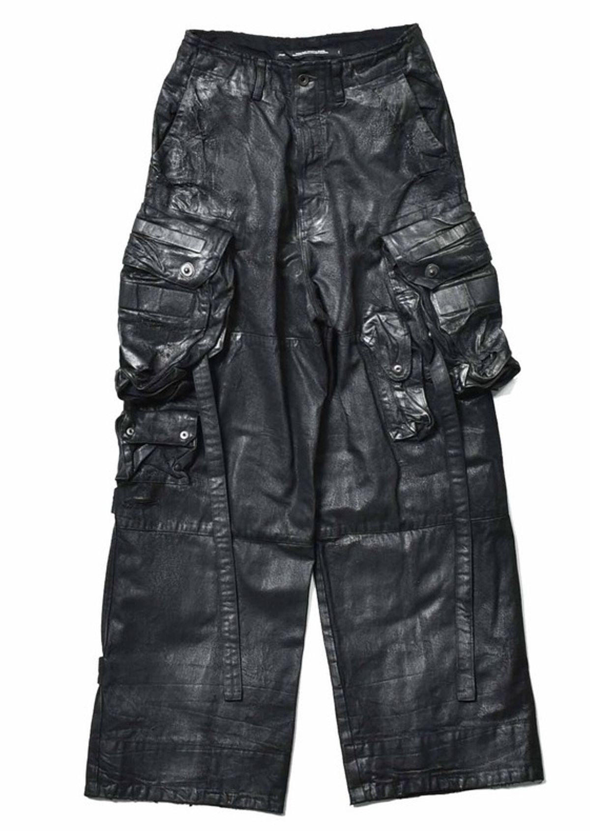 Julius Coated Wid-leg Trousers In Black