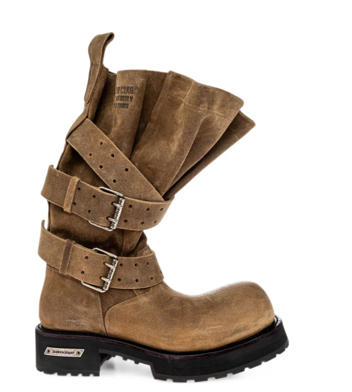 Balenciaga Venom Boot in tan waxed suede calfskin