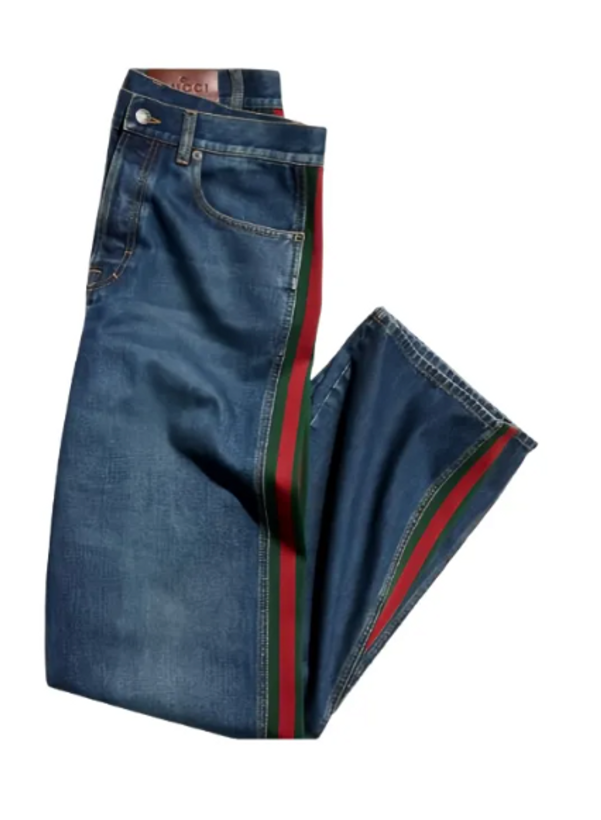 Gucci Cotton denim pants with Web insert