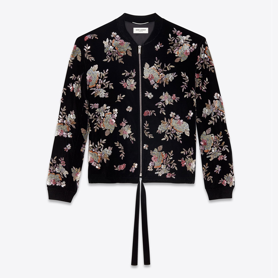 Saint Laurent Varsity Black Velvet Jacket