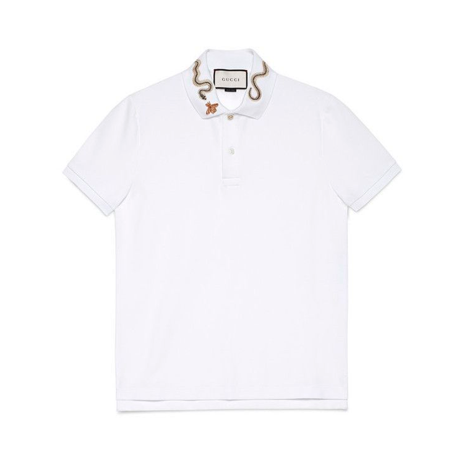 Gucci Cotton Polo With Snake Embroidery 