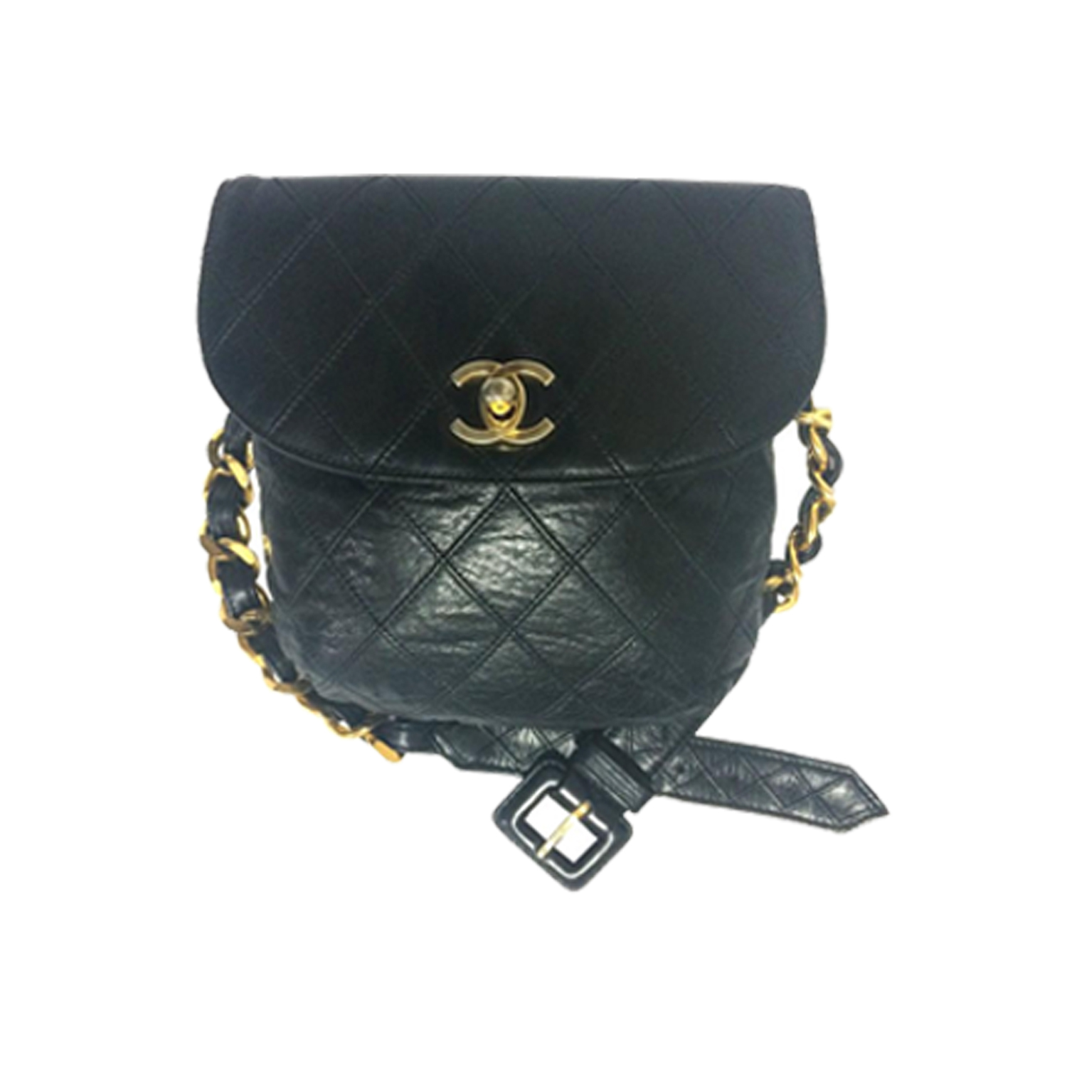 Chanel Vintage Black Leather Fanny Pack WHAT’S ON THE STAR?
