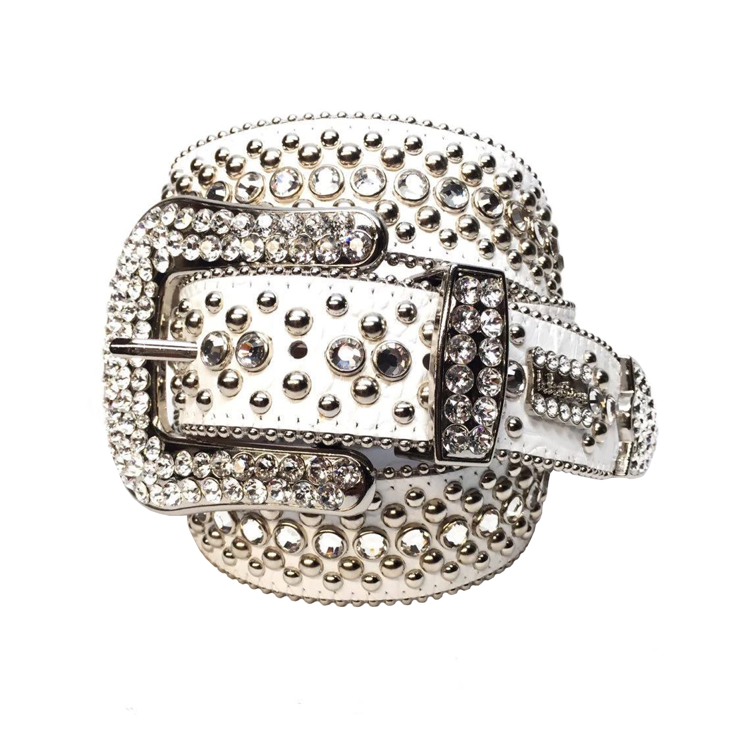 B.B. Simon White Magic Swarovski Crystal Embellished Belt