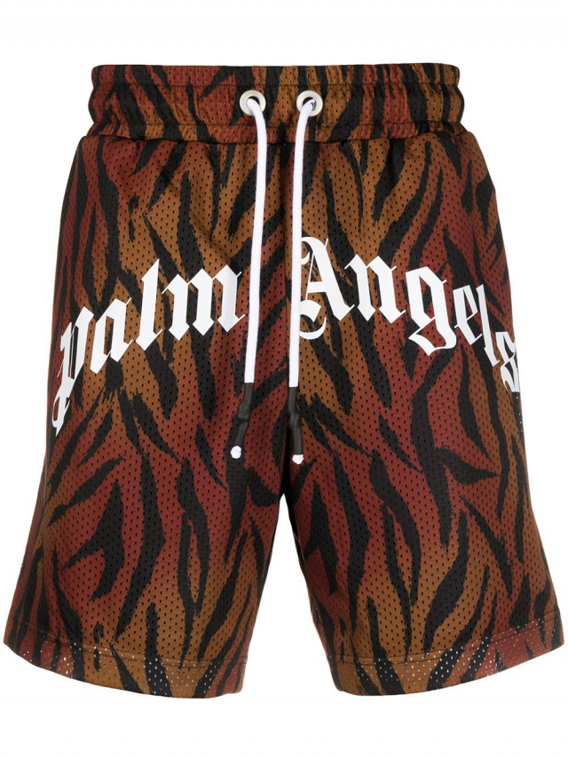 Palm Angels Tiger Print Mesh Track Shorts