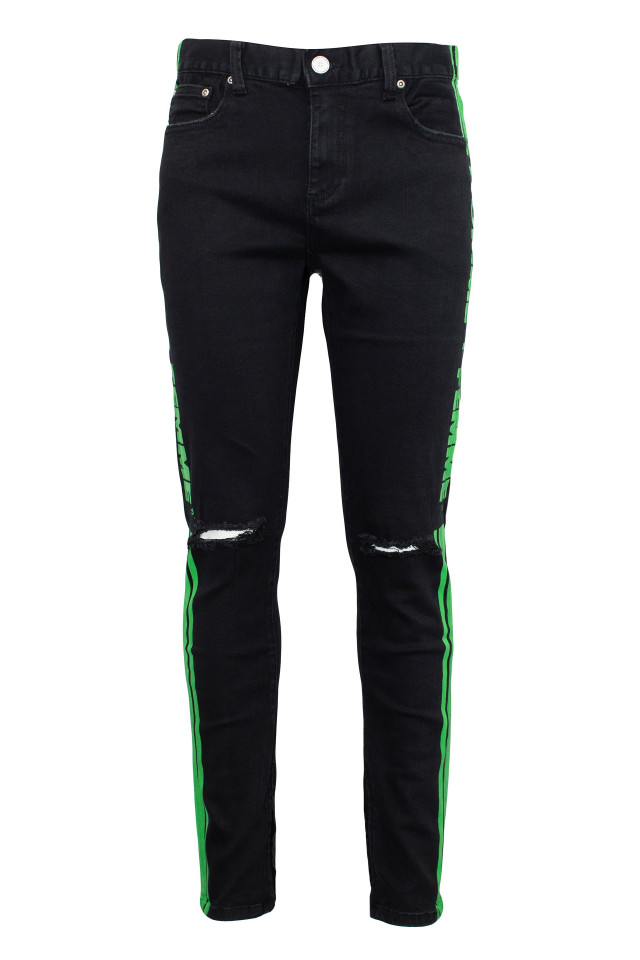 Homme + Femme Black And Neon Green Jeans