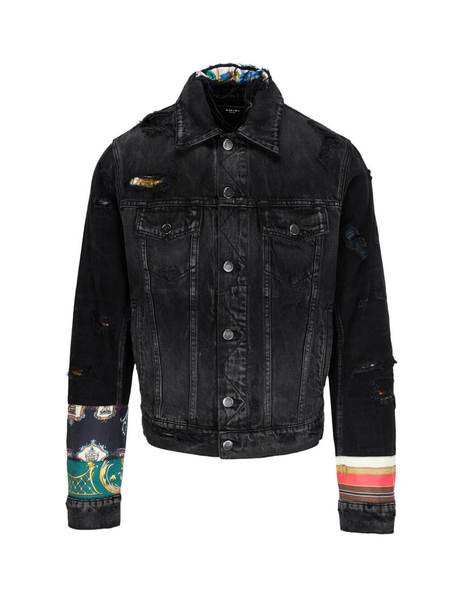 Amiri Scarves Distressed Denim Jacket