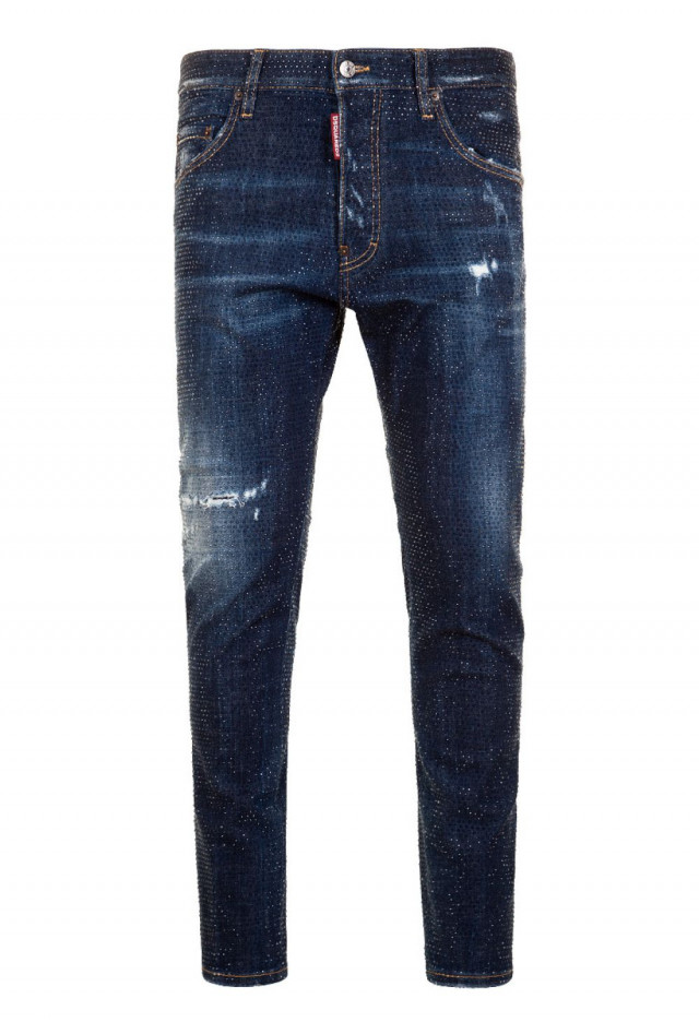 Dsquared2 Crystal Embellished Denim Skater Jeans