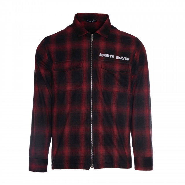 Seventh Heaven Red Chain Stitched Flannel Zip-Up Shirt