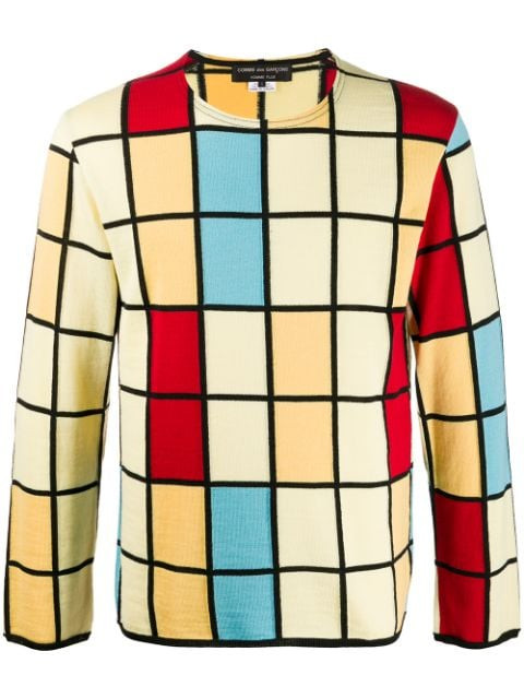 Comme Des Garcons Square Print Wool Jumper