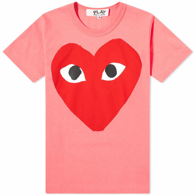 Comme Des Garcons Heart Print Round Neck T-Shirt